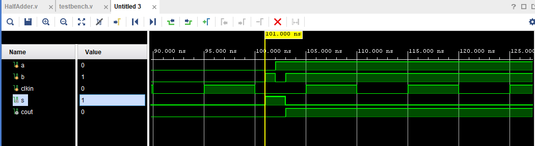 half addr verilog Simulation