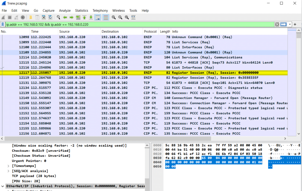 PLC Communication Protocols analysis