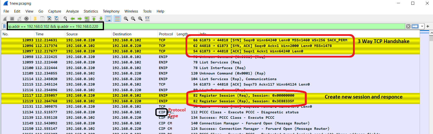 wireshark cip packet 