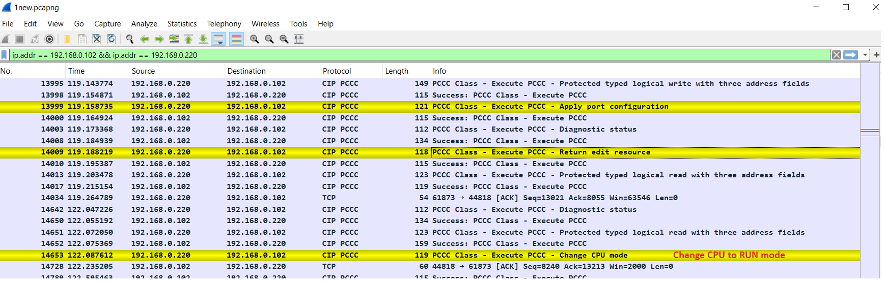 wireshark cip packet 