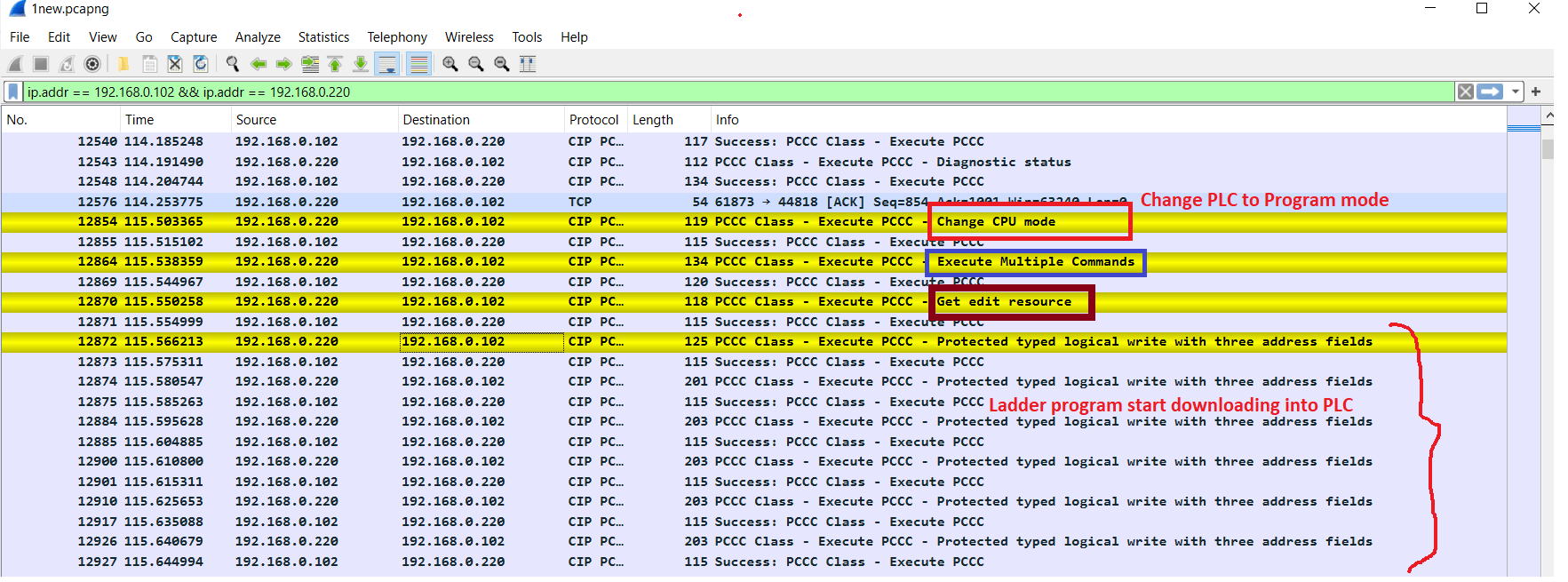 wireshark cip packet 